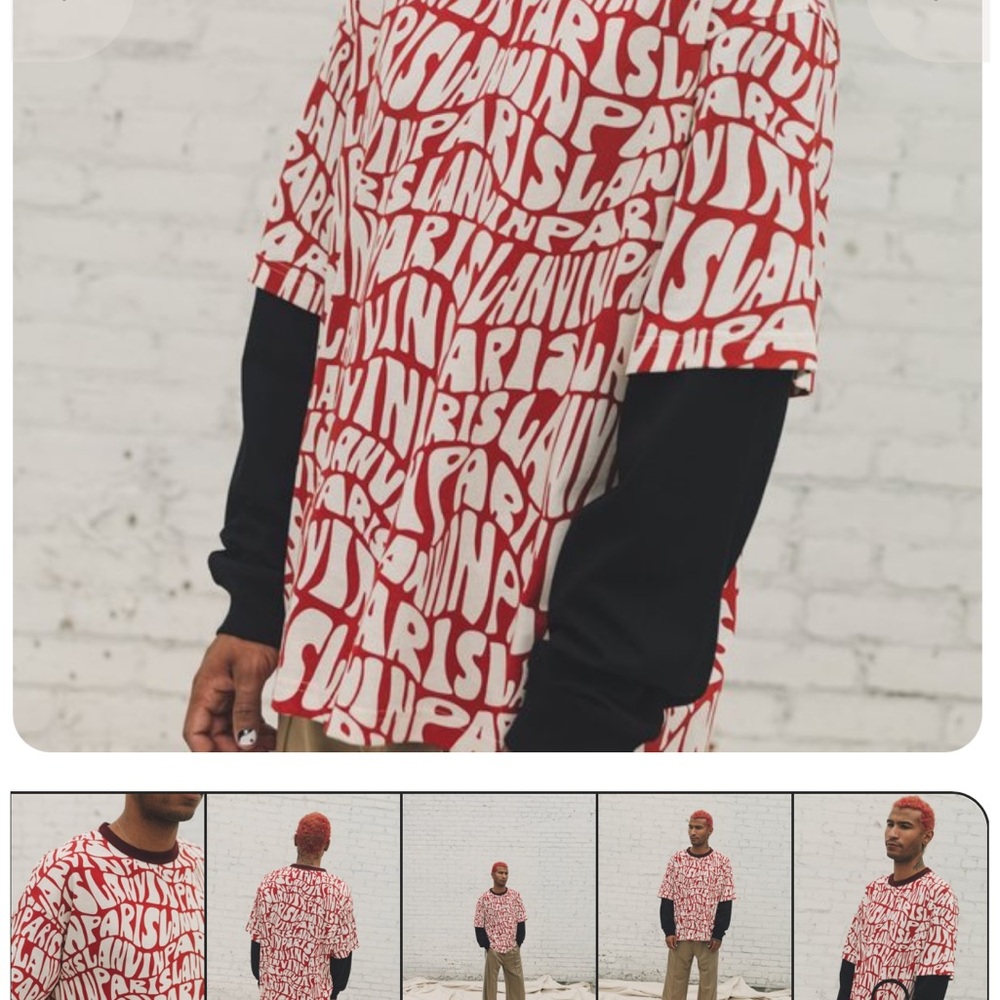 Lanvin Graphic Red and White Long Sleeve Shirt
